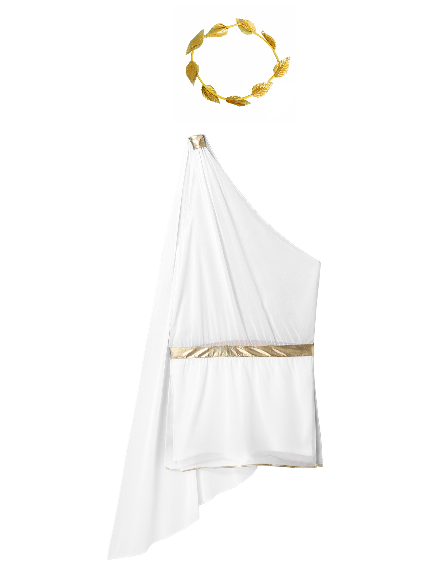 Eandarui Men's Greek Toga Costume Sets Adult Classic Toga Cosplay Roman Costume with Gold Laurel White L