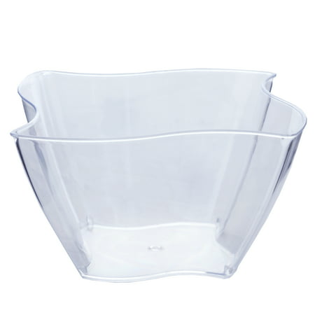 BalsaCircle 12 pcs 4 oz Disposable Square Waved Clear Plastic