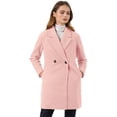 thumbnail image 2 of Abrigos de invierno raglán cruzados con solapa con muesca para mujer Rosa claro L, 2 of 6