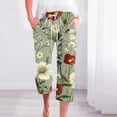 thumbnail image 2 of Virmaxy Women's Floral Printed Capri Pants Qiu Xiang Linen Breathable Wrinkle Resistant Cropped Pants Summer Trend Home Loose Drawstring Pants Multicolor-18 M, 2 of 5