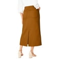 thumbnail image 2 of Jessica London Women's Plus Size Classic Cotton Denim Midi Skirt Pockets Long Jean Skirt, 2 of 3