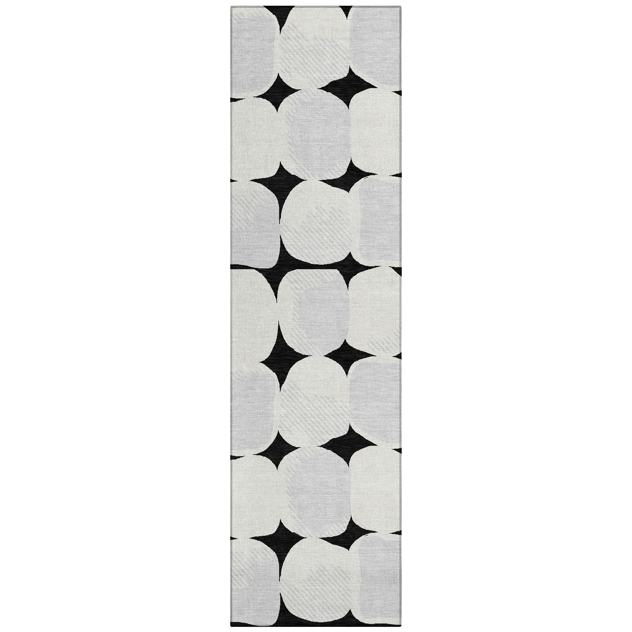 Addison Rugs Chantille Indoor/Outdoor Transitional Circles Black Washable Runner Rug, 2'3" x 7'6"