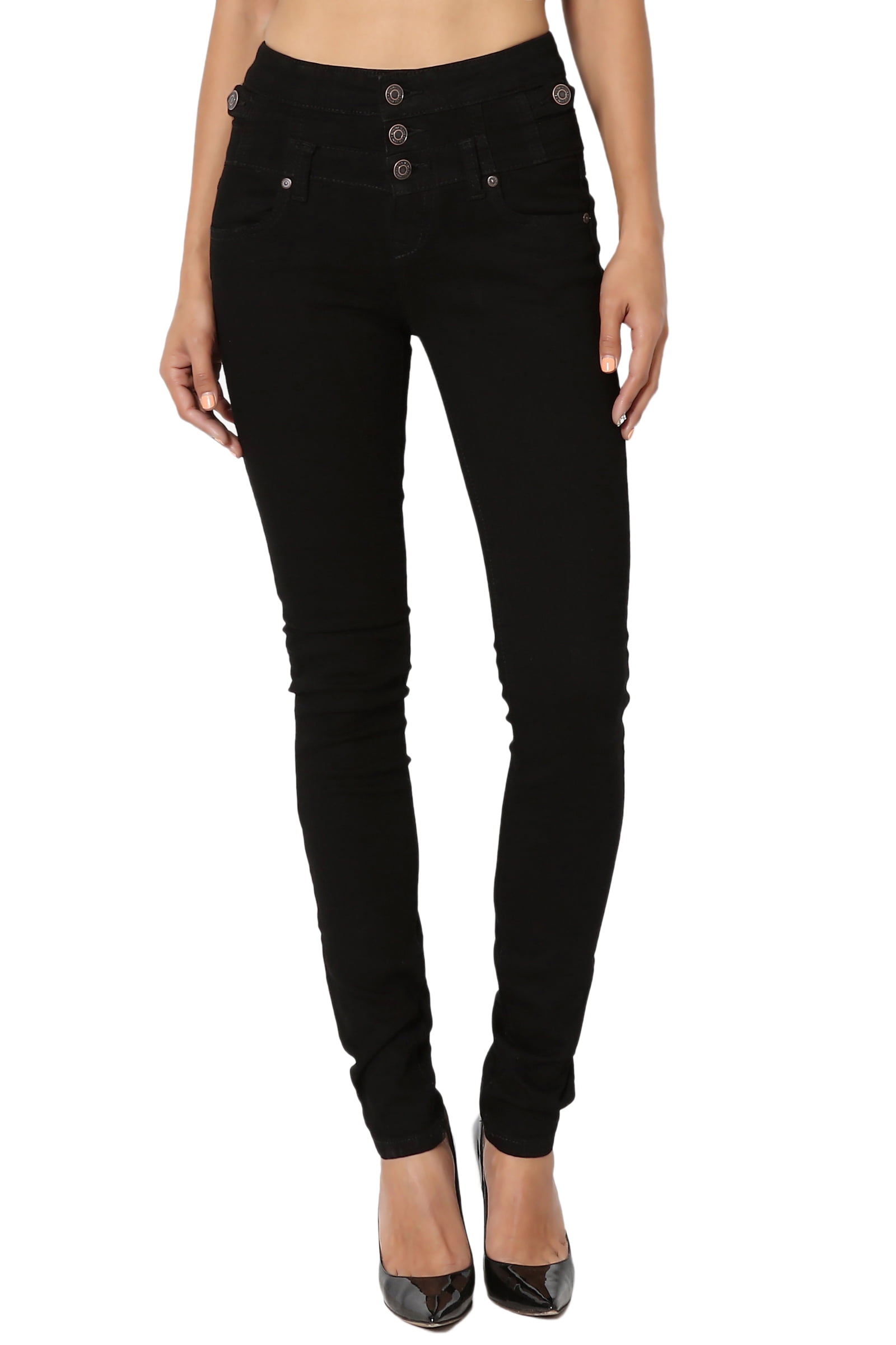 3 button high waisted skinny jeans