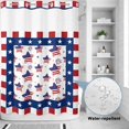 thumbnail image 4 of No Hook Shower Curtain with Built-in Rings - American Flag 4th of July Washable Waterproof Fabric Bathroom Curtains for Hotel,Rentals, 60 X 72 Inch Long , Red White Blue Striped, 4 of 9