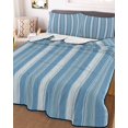 thumbnail image 3 of Quilts Full Size, Sky Blue Stripes Soft Comforter Bedding Set for Bed, Farmhouse Vertical Striped Vintage Lightweight Quilted Bedspread with Pillow Cover(2 Pieces) for All Season, 78x90 Inch, 3 of 9