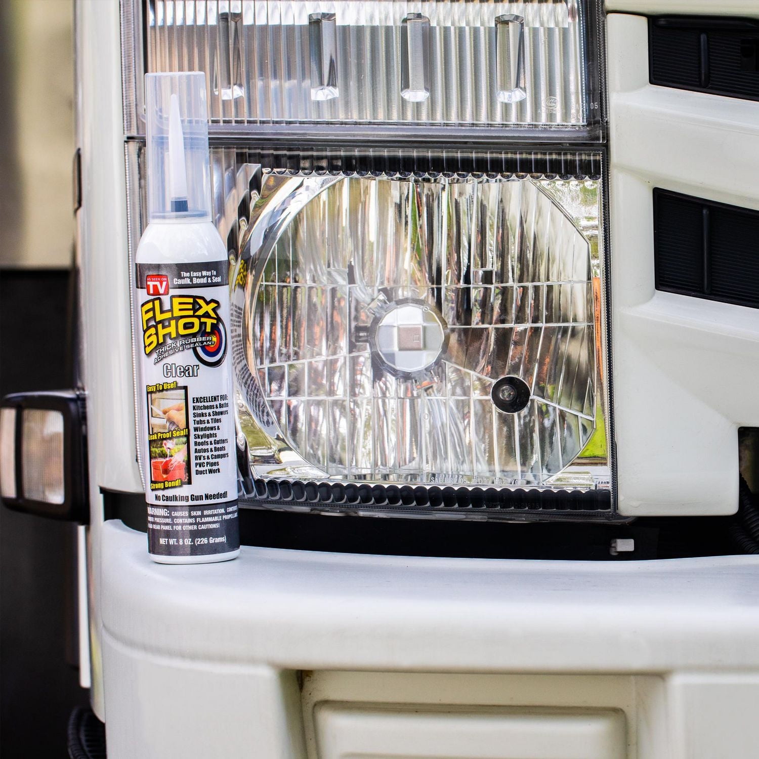 FLEX SHOT CLEAR 8 OZ THICK RUBBER ADHESIVE SEALANT, CAULK, BOND, & SEAL