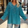 thumbnail image 2 of Womens V Neck Long Sleeve Tops Plus Size Printed Casual Blouses Soft Comfortable Shirts Summer Fall Tops Loose Fit Pullover Tops Daily Wear Outfits Tops, 2 of 7