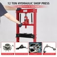thumbnail image 3 of Hydraulic Shop Press, 6 Ton/12Ton/20Ton,  H-Frame, 4-Hole Adjustable Height, Shop Bearing Press with Stamping Plates for Garage or Professional Users, 3 of 7