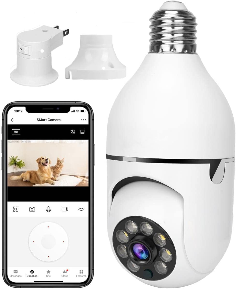 Light Bulb Camera, 3.0MP Wireless 2.4 GHz WiFi Security Camera, Tuya