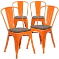 thumbnail image 1 of 4 Pk. Orange Metal Stackable Chair with Wood Seat, 1 of 9