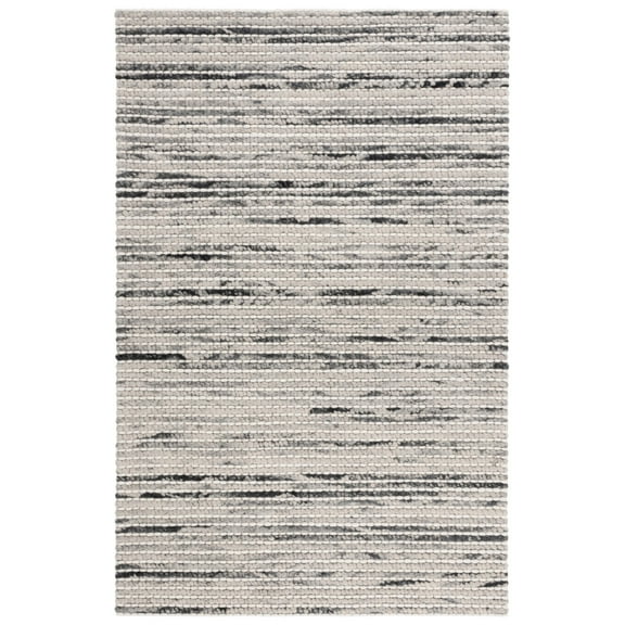 SAFAVIEH Marbella Burton Striped Wool Area Rug, Black/Ivory, 8' x 10'