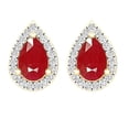 thumbnail image 2 of Dazzlingrock Collection 6X4mm Pear Ruby & Round White Diamond Teardrop Screwback Stud Earrings for Women (0.15 ctw, Color I-J, Clarity I1-I2) in 14K Yellow Gold, 2 of 4