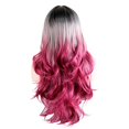 thumbnail image 5 of Perruque Dégradée Blanche Rose Grande Vague Cheveux Longs Mode Perruque Style Coiffe, 5 of 5