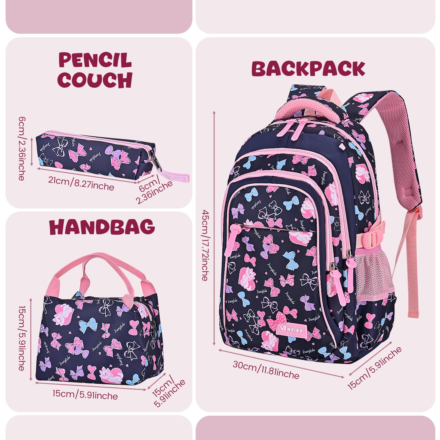 YTM Kids School Backpack Set, 3 in 1 Bookbag with Lunch Box  display picture 2