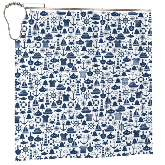 Rateoe Seaside Primary Color Shower Curtain - Fancy Bathroom Shower Curtain Sets - Waterproof Shower Curtain with Hooks with 12 Plastic Hooks 72x72 Inches