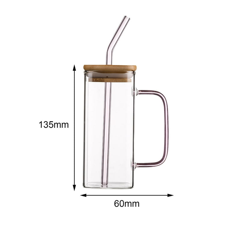 14oz/400ml taza de café helado de vidrio para las mujeres, Vaso de vidrio  con tapa