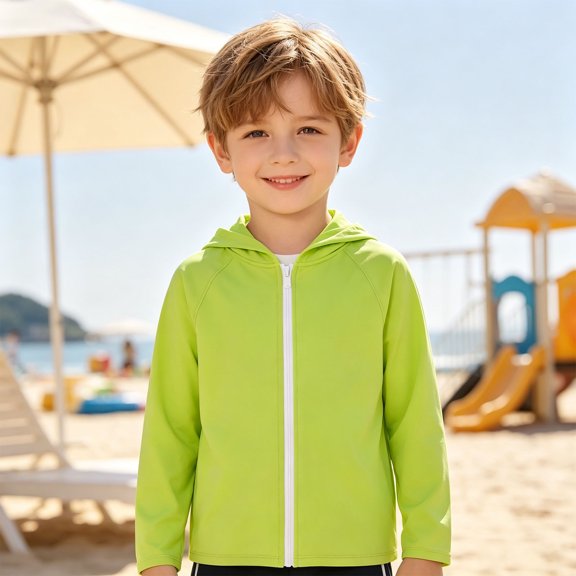 RUTAYY Boys Hoodie Casual Full Zip Long Sleeve Solid Color Jacket Outdoor Daily Wear Light Green