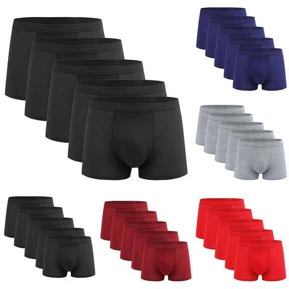 Delliss Men's Trendy Underwear Soft Long Leg Boxer Briefs Stretch Comfy Trunks 5 Pack Gray XXXL