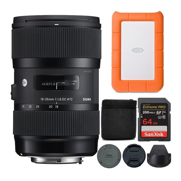 Lente Sigma 18-35 mm f/1.8 Art DC HSM para cámaras réflex digitales Canon, paquete con disco duro ex