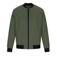thumbnail image 6 of Holloyiver Men Zipper Casual Solid Stand Collar With Long Sleeved Outwear Jacket Olive Green, 6 of 7