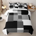 thumbnail image 2 of Homewish Minimalist Grid Twin Quilt Set,Mid Century Art Twin Coverlet Set,Black Gray,2pcs, 2 of 7