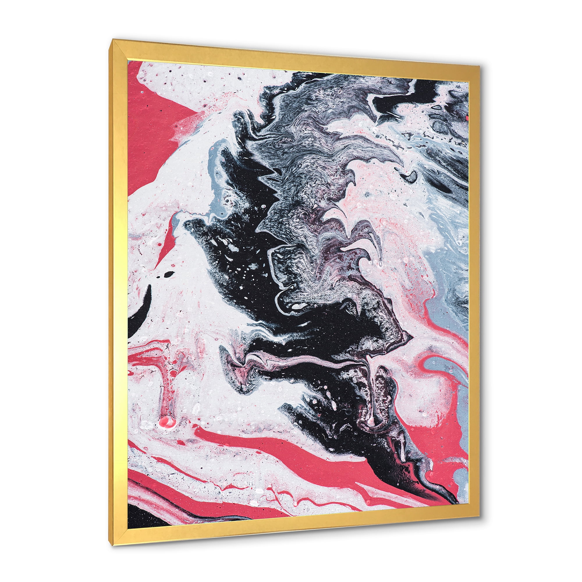 Designart 'Abstract Marble Composition In Gray and Pink I' Modern Framed Art Print