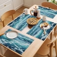 thumbnail image 5 of Blue Coastal Placemats Set of 12 Summer Ocean Sea Nautical Beach Place Mats Indoor Wipeable Table Mats Washable Cloth Dining Table Placemats for Kitchen Holiday Party Home Decor 13x19 Inch, 5 of 9