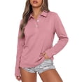 thumbnail image 5 of Polo Shirts for Women Long Sleeve Collared Button Golf Work Cute Summer Tops, S, 5 of 5
