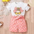 thumbnail image 5 of Gubotare Girl Outfits Kid Toddler Girl Clothes Summer Short Sleeve Shirt + Shorts Summer Outfits Set 18 24 Months (Pink,18-24 Months), 5 of 5