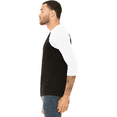 thumbnail image 3 of BELLA + CANVAS Men's Baseball T-Shirt, 3/4 Sleeve Raglan Tee, Soft Cotton Blend, Black/ White, S, 3 of 5