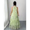 thumbnail image 2 of Elegant Sleeveless Green Chiffon Halter Maxi Dress With Tiered Ruffles And Floral Print, 2 of 6