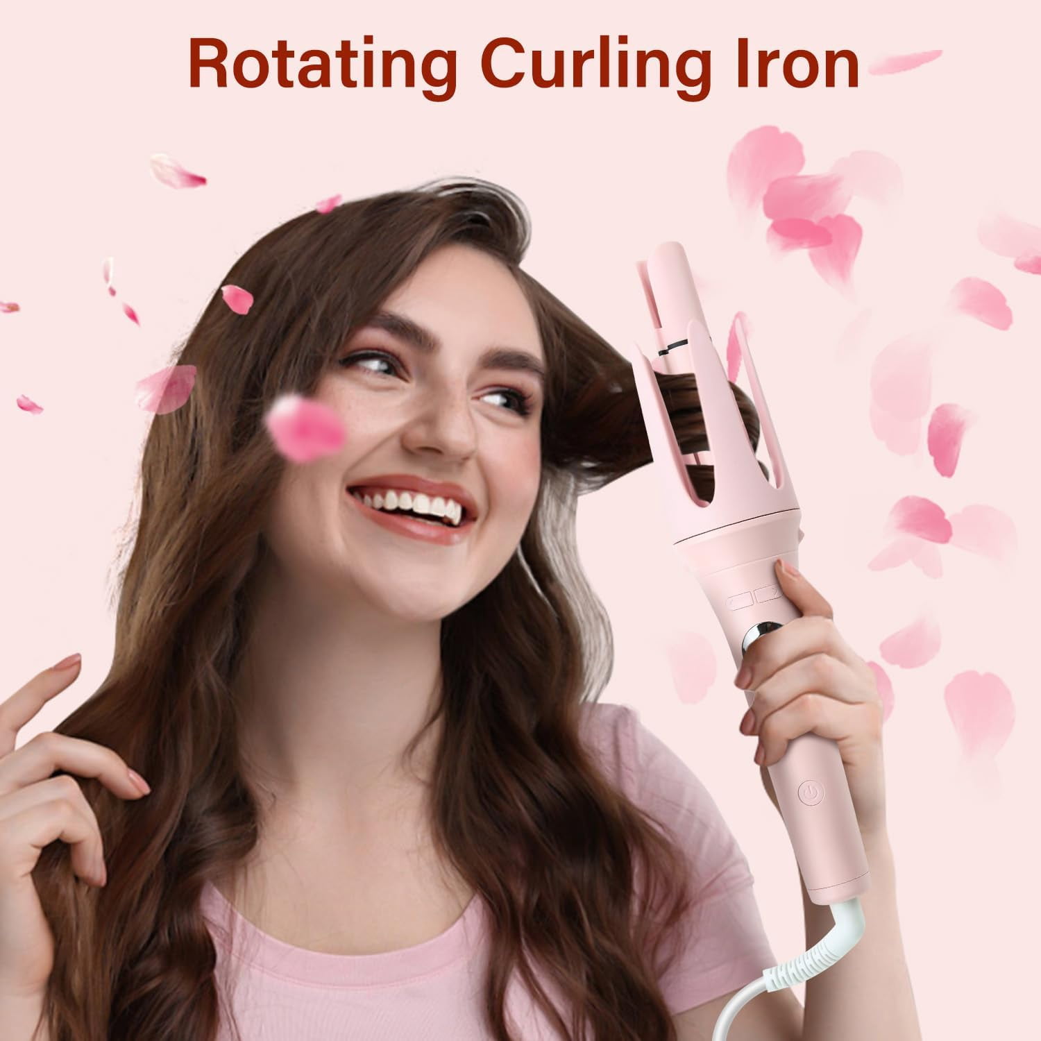 CNV Automatic Hair Curler with 4 Temperature Settings, Auto-Rotating Ceramic Curling Iron with Anti-Tangle & Anti-Scald Design
