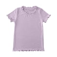 thumbnail image 5 of UngA Girls Ruffle Trim Shirts Kids Short Sleeve Ruffle Crew T Shirts Toddler Fashion Casual Workout Solid Pullover Tops (Purple,3-4 Years), 5 of 6