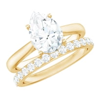 Rosec Jewels Certified Moissanite Wedding Ring Set - 2 Carat Engagement Ring with Enhancer - D-VS1 Grade, 10K Yellow Gold, US 4.50