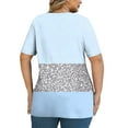 thumbnail image 5 of Otvok Women'S Blouses Casual Summer V-Neck Cross-Front-Collar Striped Unlined Print Oversized Short Sleeve Tops, 5 of 6