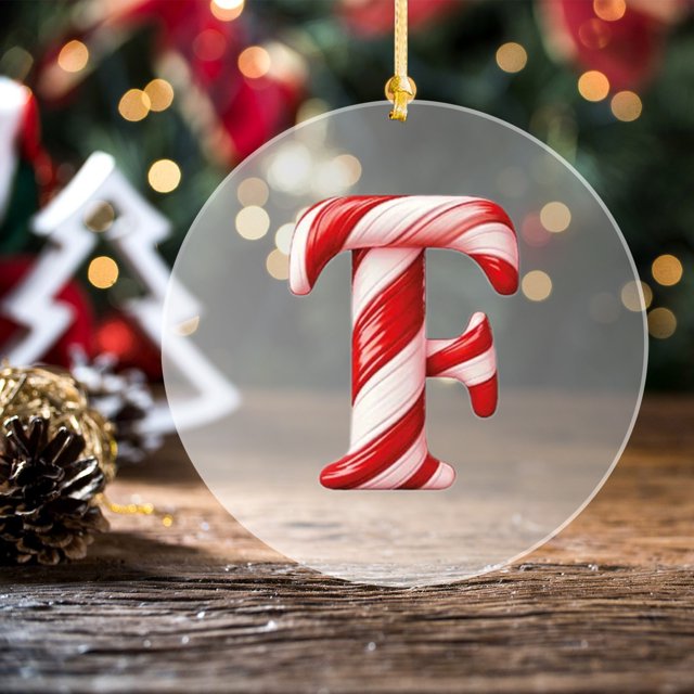 Alphabet Ornaments for Christmas Tree,26 Initial Candy Cane Letter Pendant,26 Letters Christmas Tree Decoration Pendant,Personalized Monogram Red Decorations for Christmas Tree Gifts Diy De