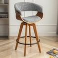 thumbnail image 3 of FOWEOAIU Bar Stools Fabric Upholstered Adjustable Swivel Counter Stool 26"，with Footrest for Bar, Kitchen Island, Bistro, Gray (Set of 2）, 3 of 10