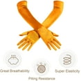 thumbnail image 4 of Long Opera Party 20s Satin Gloves Stretchy Adult Size Elbow Length,Orange, 4 of 4