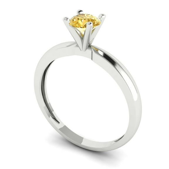 0.5 ct Round Cut Yellow Moissanite Solitaire Engagement Ring for Women in 14K White Gold