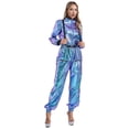 thumbnail image 5 of Mono Alien Space Unitards para mujer, disfraz de astronauta, Carnaval, Halloween, metálico brillante, cuello falso, mono de manga larga con cremallera, 5 of 5