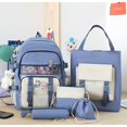 thumbnail image 1 of Conjunto de cinco piezas de mochila para estudiantes de secundaria de gran capacidad con combinación de colores de estilo coreano para niñas, 1 of 6