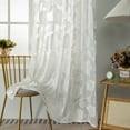thumbnail image 2 of VOGOL White Sheer Curtains, Floral Jacquard Voile Sheer for Bedroom & Living Room, Rod Pocket, 52x63 Inches, 2 of 7