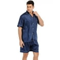 thumbnail image 5 of Keevoom Mens Silk Satin Pajamas Set Casual Short Sleeve Button Down Sleepwear Loungewear, 5 of 6