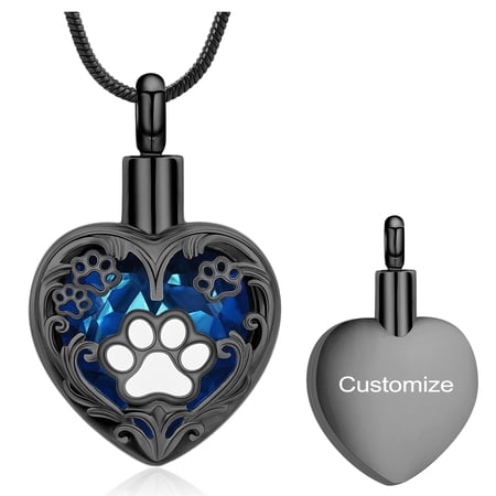Pet Cremation Jewelry for Ashes for Dog / Cat Paw Stainless Steel Memorial Locket Urn Necklace Paw Print Pet Heart Urn Necklace Memorial Keepsake Jewelry
