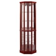 thumbnail image 2 of 6 Tier Lighted Corner Display Curio Cabinet,Wooden Curved Shelving Unit with Tempered Glass Door and Mirror Back,Bar and Liquor Storage Area with Adjustable Glass Shelves,Cherry, 2 of 8