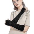 thumbnail image 4 of Women's Scale Design Winter Warm Knitted Long Arm Warmers Gloves2setgray + Black, 4 of 5