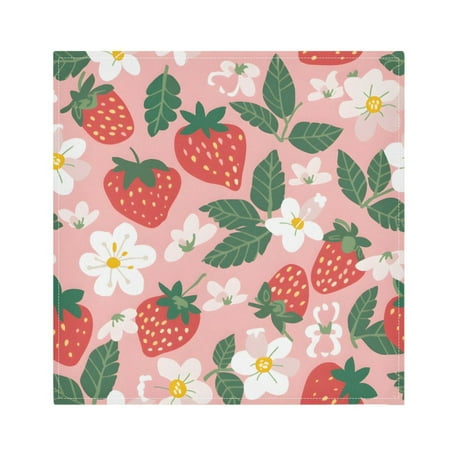 

JSTEL Strawberry Daisy Flowers Cloth Napkins Set of 1 20x20 Inch Washable and Reusable Napkin for Decoupage Dinner Party Everyday Use