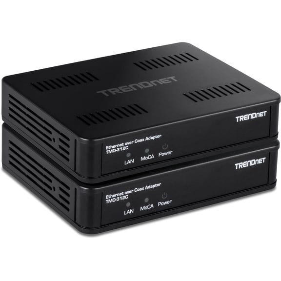 TRENDnet TMO-312C2K MoCA 2.5 Adapter, Ethernet Over Coax Adapter, RJ45 Gigabit LAN Port, Black, 2-Pack