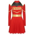 thumbnail image 3 of Aislor Womens Schoolgirls Cheering Uniform Cold Shoulders Dress Cheer Leader Costume Red L, 3 of 7