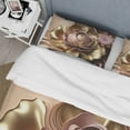 thumbnail image 4 of Designart "Vintage Abstraction Pink and Gold Floral I" Floral Bedding Covert Set - Traditional Pink Bed Set With 2 Shams, 4 of 6